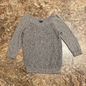 3/$16 Ann Taylor Loft Sweater S 3/4 Sleeve Blue Cream 100% Cotton